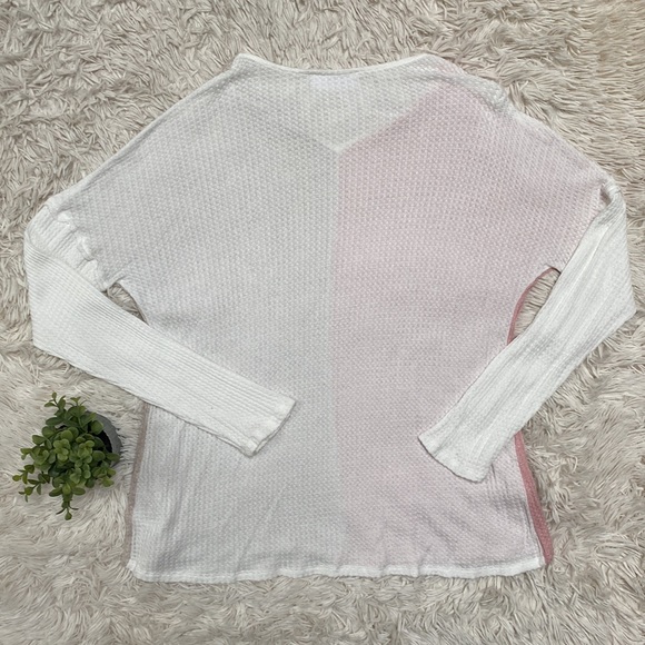Christie Jenny Boston Waffle Notch Collar Waffle Top 💗 Pink Oatmeal & White - Picture 5 of 15